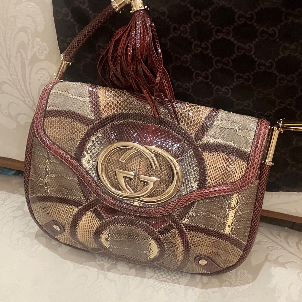 Gucci Metallic Python “Running Tote” - image 6